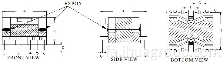 PQ Type Voltage High Power Electronic Flyback قیمت ترانسفورماتور برای نمایشگرهای تلویزیون و CRT